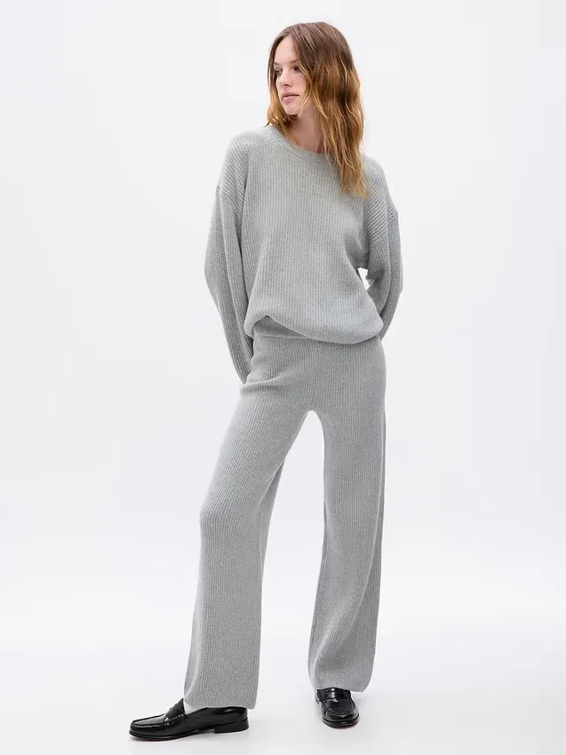 Cashsoft Shaker-Stitch Sweater Pants