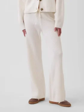 Cashsoft Shaker-Stitch Sweater Pants