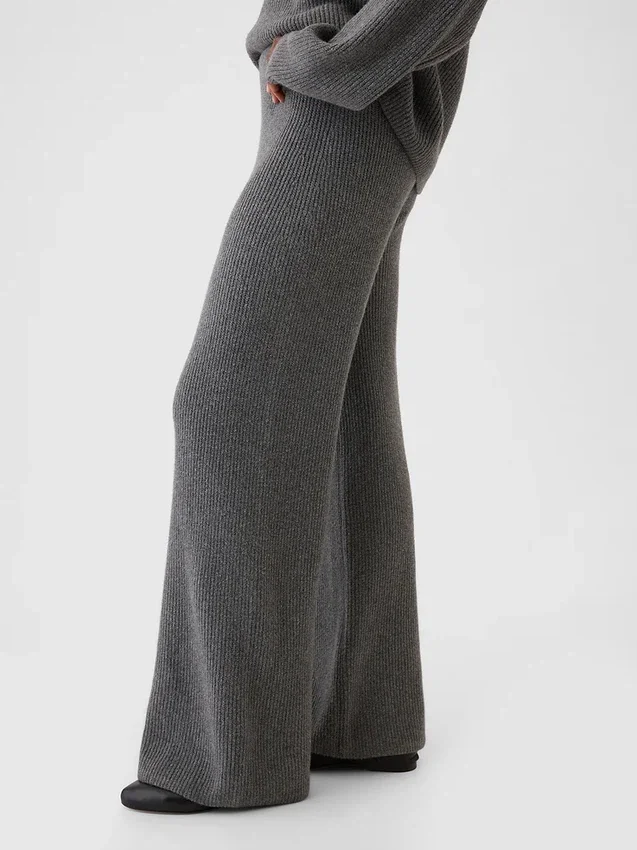 Cashsoft Shaker-Stitch Sweater Pants