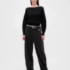 Cashsoft Stretch Lantern-Sleeve Crop Sweater