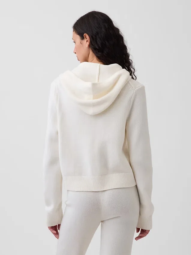 Cashsoft Sweater Crop Zip Hoodie