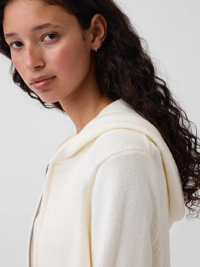 Cashsoft Sweater Crop Zip Hoodie