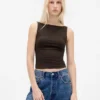 Closeknit Jersey Boatneck Crop Tank Top