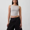 Closeknit Jersey Boatneck Crop Tank Top