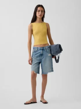 Closeknit Jersey Boatneck Crop Tank Top