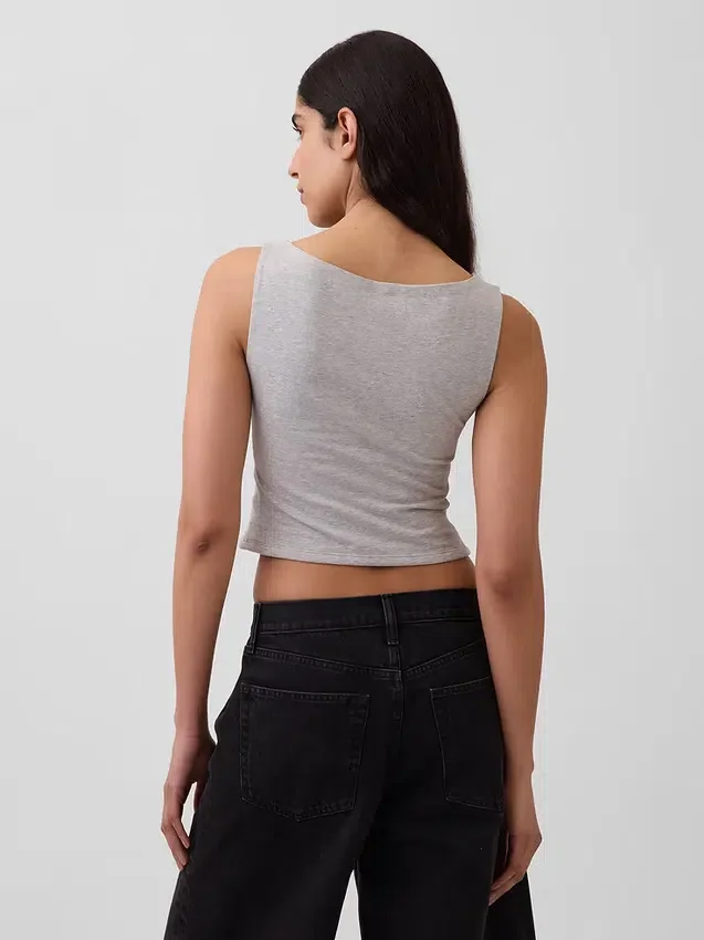 Closeknit Jersey Boatneck Crop Tank Top