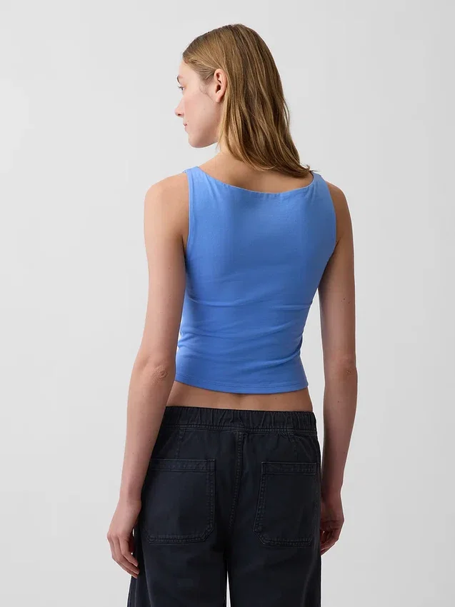 Closeknit Jersey Boatneck Crop Tank Top