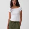 Closeknit Jersey Off-Shoulder Crop T-Shirt