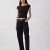 Closeknit Jersey Off-Shoulder Crop T-Shirt