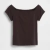 Closeknit Jersey Off-Shoulder Crop T-Shirt