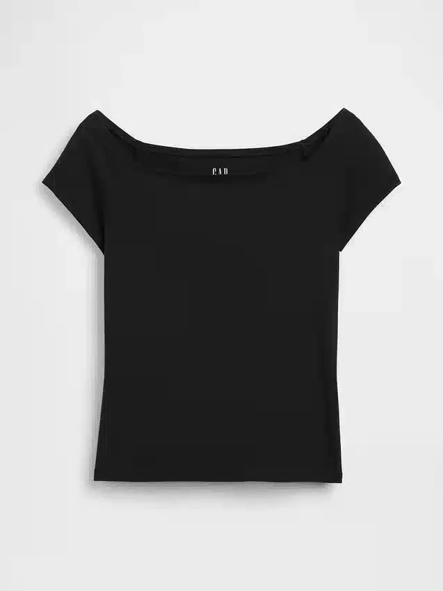Closeknit Jersey Off-Shoulder Crop T-Shirt