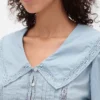 Collared V-Neck Peplum Top