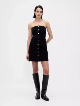 Corduroy Strapless Mini Dress