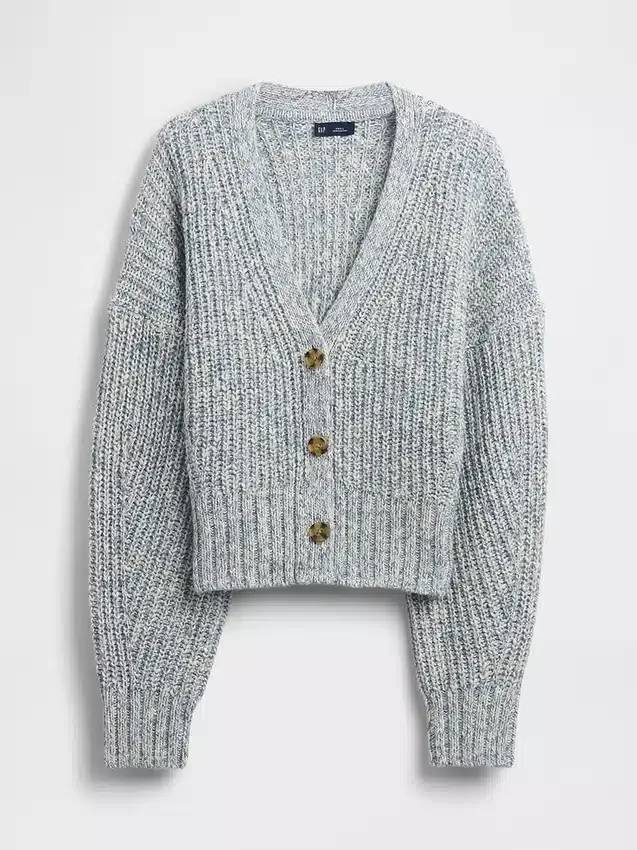 Cotton-Blend Crop Cardigan Sweater