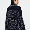 Cotton-Blend Fringe Shawl Cardigan