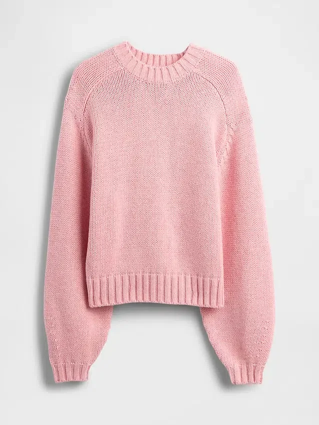 Cotton-Blend Relaxed Crewneck Sweater