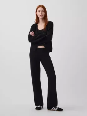 Low Rise Cotton-Blend Boot Sweater Pants