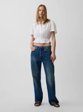 Cotton Gauze Crop Peplum Top