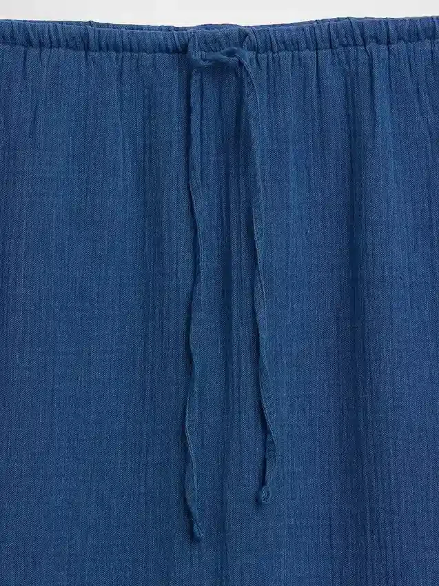 Cotton Gauze Denim Tiered Easy Maxi Skirt