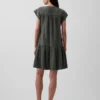 Cotton Gauze Drop-Waist Shirtdress