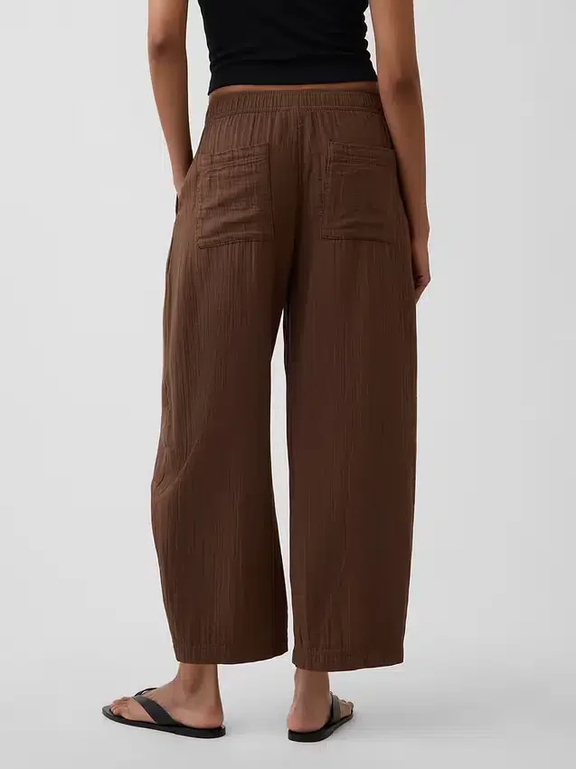 Cotton Gauze Easy Barrel Pants