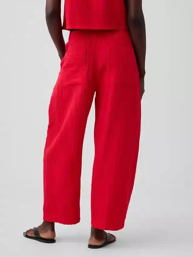 Cotton Gauze Easy Barrel Pants