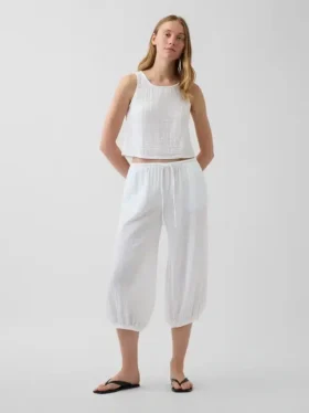 Cotton Gauze Easy Culotte Pants