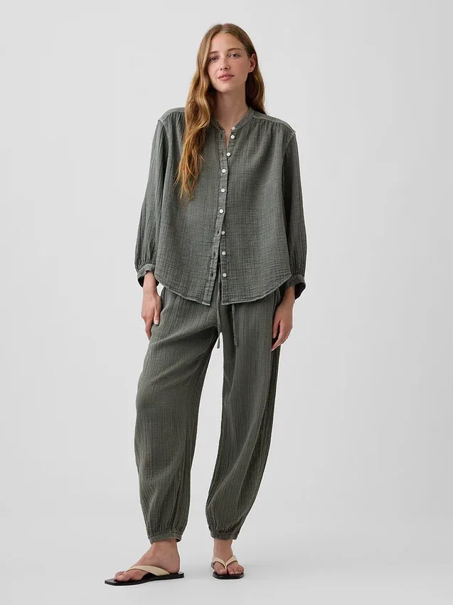 Cotton Gauze Easy Joggers