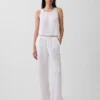 Cotton Gauze Easy Split-Hem Pants
