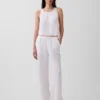 Cotton Gauze Easy Split-Hem Pants