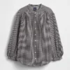 Cotton Gauze Oversized Collarless Shirt