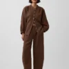 Cotton Gauze Oversized Collarless Shirt