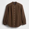 Cotton Gauze Oversized Collarless Shirt