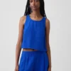 Cotton Gauze Racer Shell Tank Top