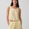 Cotton Gauze Racer Shell Tank Top