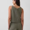 Cotton Gauze Racer Shell Tank Top