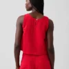 Cotton Gauze Racer Shell Tank Top
