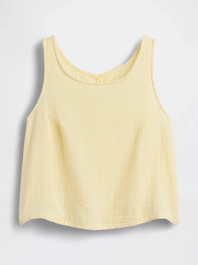 Cotton Gauze Racer Shell Tank Top