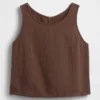 Cotton Gauze Racer Shell Tank Top