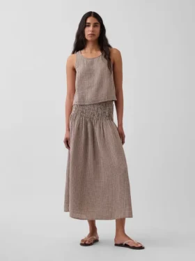 Cotton Gauze Smocked-Waist Maxi Skirt