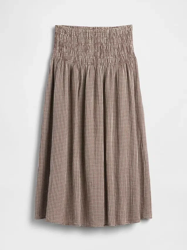 Cotton Gauze Smocked-Waist Maxi Skirt