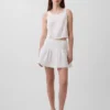 Cotton Gauze Smocked-Waist Mini Skort