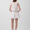 Cotton Gauze Smocked-Waist Mini Skort