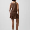Cotton Gauze Smocked-Waist Mini Skort