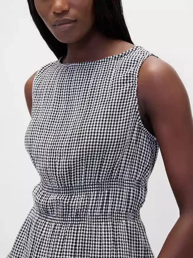 Cotton Gauze Smocked-Waist Peplum Top