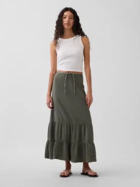 Cotton Gauze Tiered Easy Maxi Skirt
