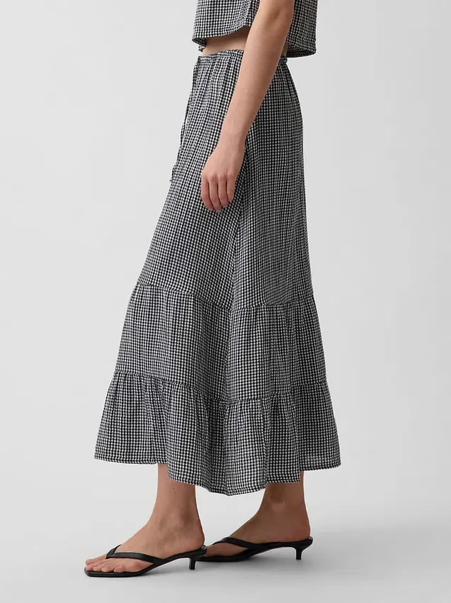 Cotton Gauze Tiered Easy Maxi Skirt