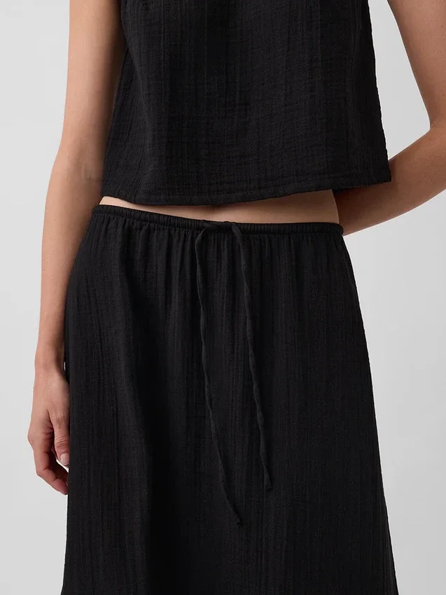 Cotton Gauze Tiered Easy Maxi Skirt