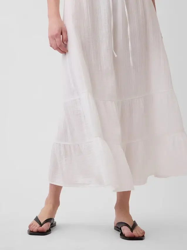 Cotton Gauze Tiered Easy Maxi Skirt