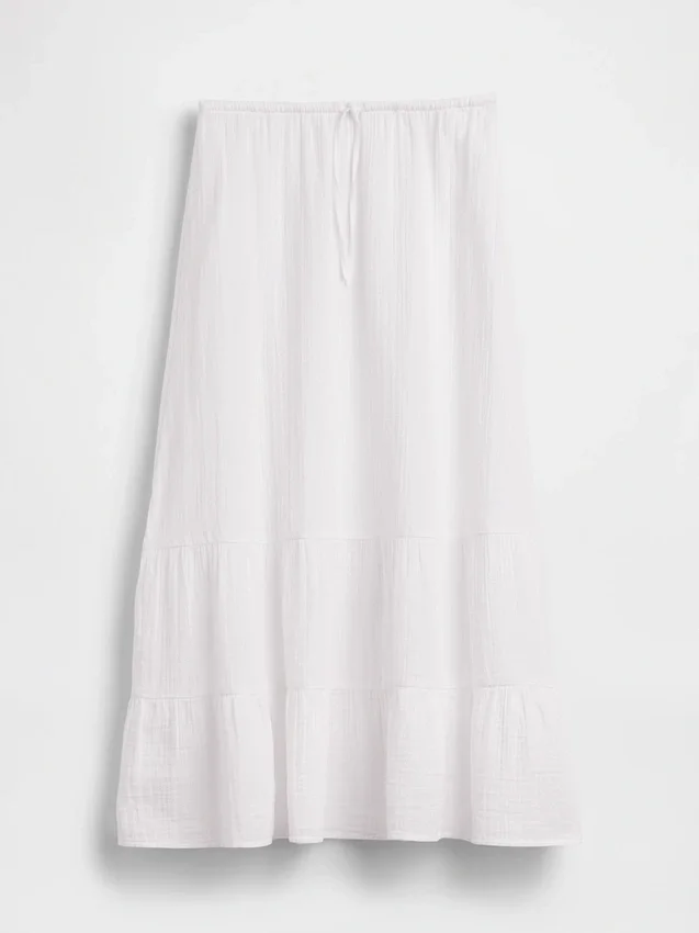 Cotton Gauze Tiered Easy Maxi Skirt